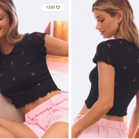 The LyreBird Pointelle Seamless Babydoll Tee - Picture 4 of 4